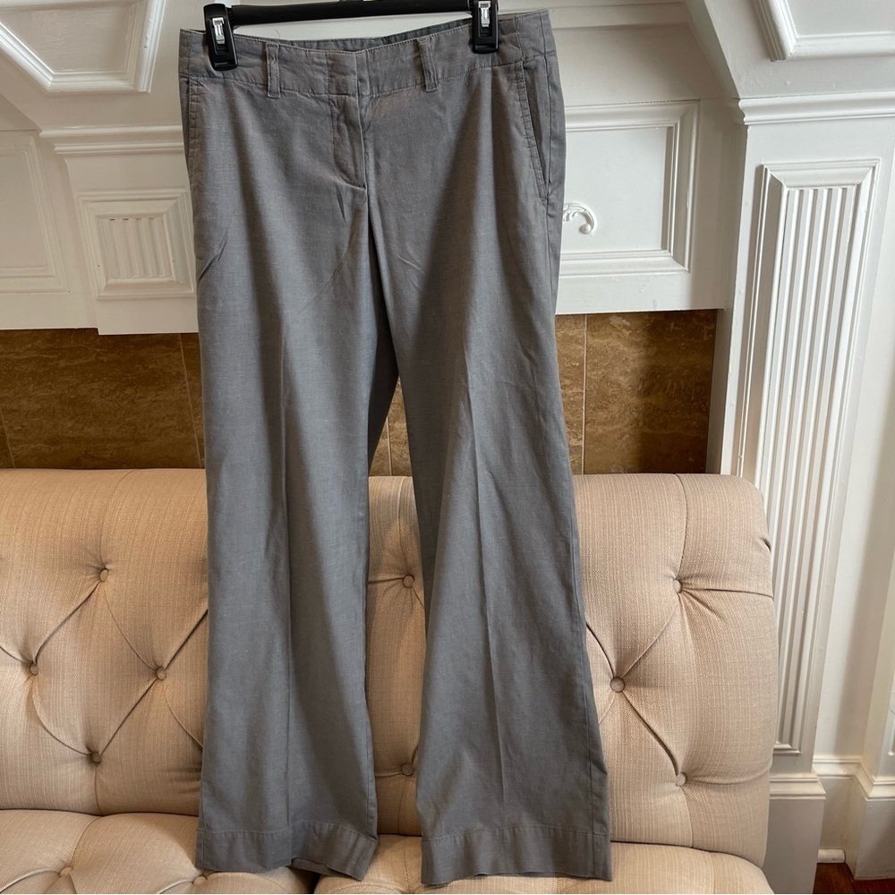 Ar: J. Jill Linen Blend Pants Women 6 Stretchy pockets Wide Hem Gray Pants